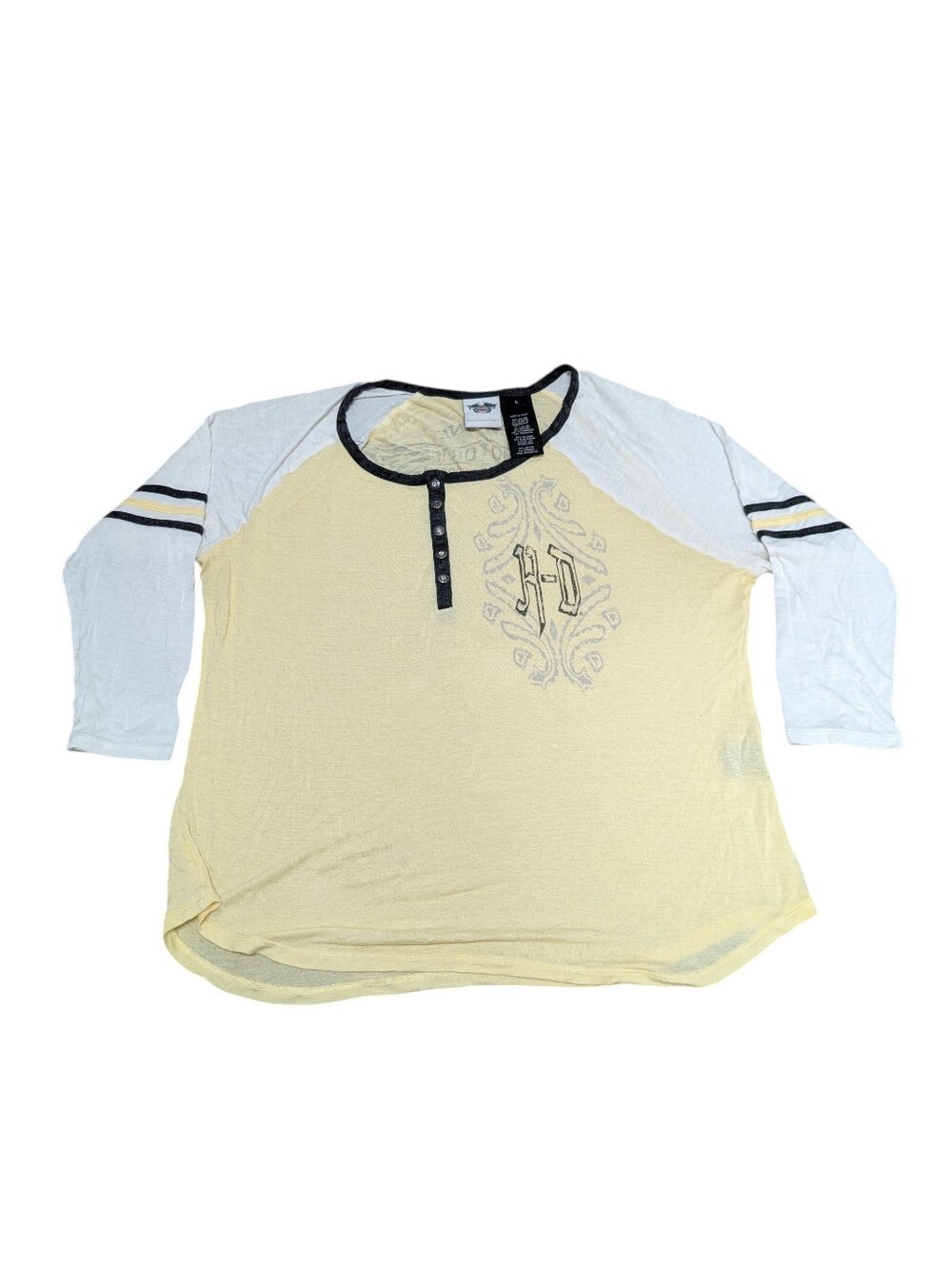 HARLEY-DAVIDSON Motorcycles Women's 3/4 Sleeve Rhinestone Baseball Tee (Large)